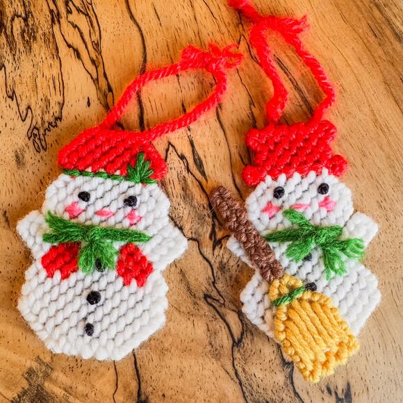 Collection of 17-Charming Vintage Christmas Themed Crochet Needlepoint Ornaments - Picture 4 of 9
